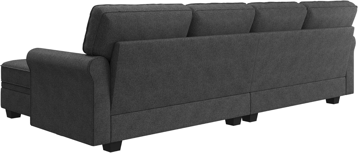 HONBAY Sectional Sofa with Storage Seat U Shaped Couch with Reversible Chaise Convertible Sectional Couches for Living Room,Dark Grey