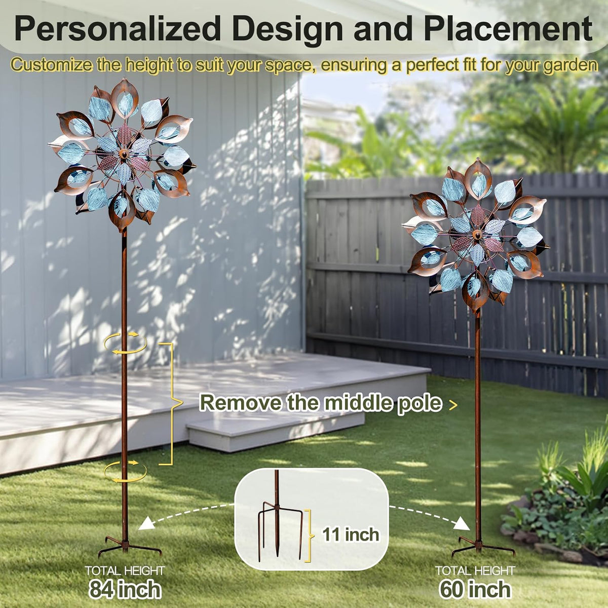 Wind Spinners Outdoor for Yard and Garden, Metal Large Wind Spinner & Sculptures 84 Inch, Garden Spinner Windmills for Yard Decor Gifts for Family Friends