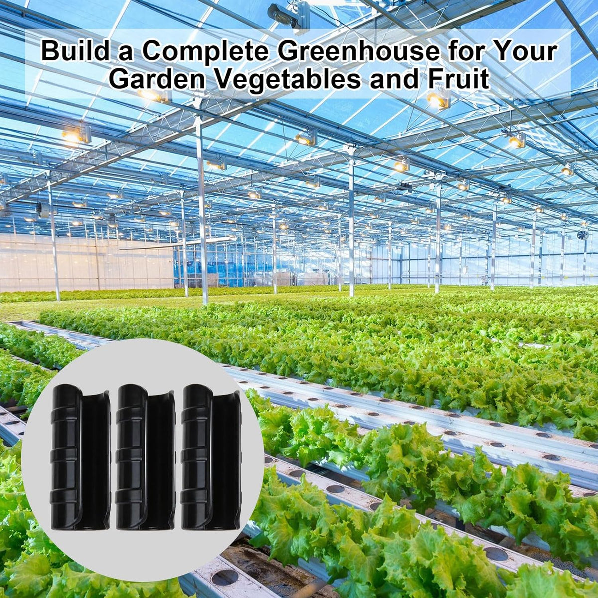 80PCS 1 inch Greenhouse Clips Black Greenhouse Clamps Black Plastic Clamps Garden Buildings Tube Clips for PVC Pipe Greenhouse Films, Sunshade Nets, Shelters, Farming, Gardening