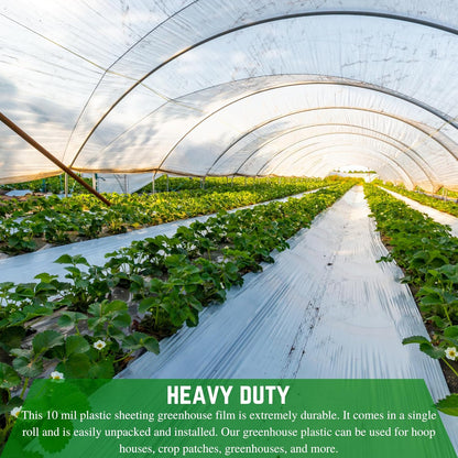 Farm Plastic Supply - String Reinforced 4 Year UV Resistant 10 mil Clear Greenhouse Plastic Sheeting - 4 Year UV Resistant Polyethylene Greenhouse Film, Hoop House Green House Cover (6' x 100')