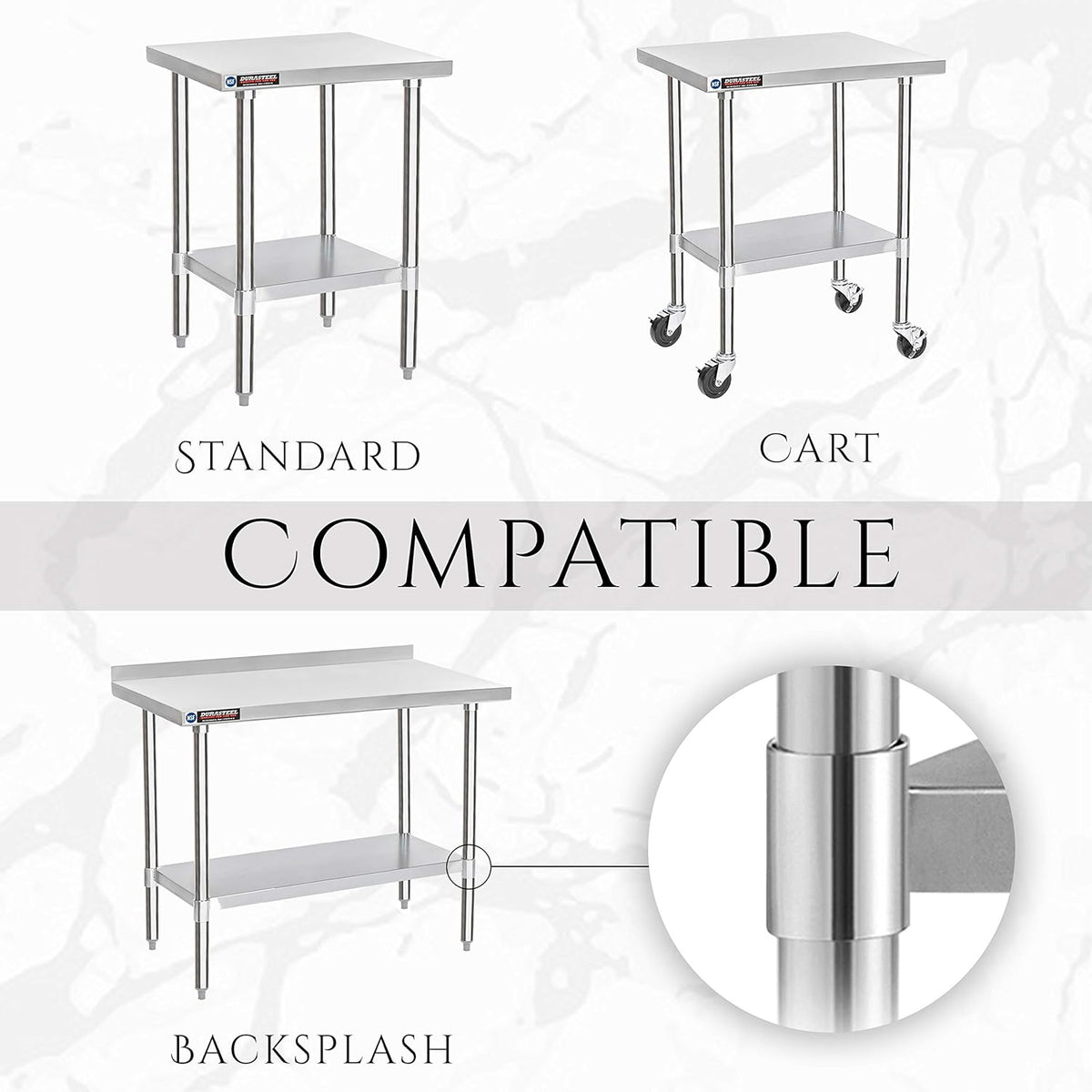 DuraSteel Galvanized Under Shelf for Work Tables - Extra Adjustable Lower Shelf for 24" x 48" Stainless Steel and Wooden Worktables - Fits for use in Restaurant, Warehouse, Home, Kitchen, Garage
