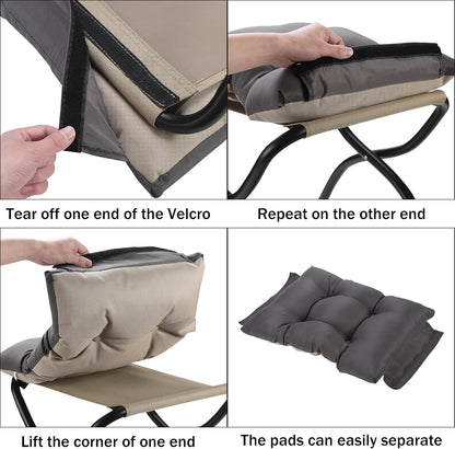 15" Upholstered Folding Foot Rest Stool with Foldable Metal Frame Dark Grey