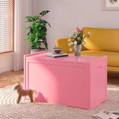 Storage Chest, Entryway Storage Bench with 2 Safety Hinges, Storage Trunk with Flip-Top, Chest Box Organizer for Entryway, Bedroom, Living Room, Easy Assembly, Pink