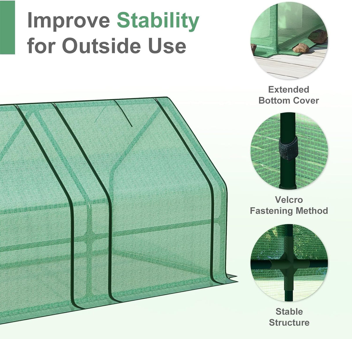 Aoodor 6 x 3 x 3 ft Mini Greenhouse with 2 Zipper Doors, Water-Resistant, UV-Protected for Flowers, Vegetables, and Herbs, Includes 3 Covers