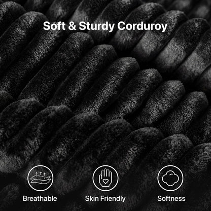 Claiks 94" Couch, L-Shape Corduroy Sectional Sofa, Black | Flexible Module Combination for Living Room, No Assembly, Deep Seat,Stain Resistant Abrasion, Apartment, Includes 1 Ottoman