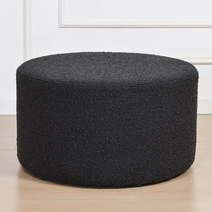 KINWELL Modern Round Boucle Ottoman (24" D x 24" W x 13" H) | Upholstered Multi-Functional Sofa Footrest, Side Table, Extra Seating for Living Room, Bedroom, Entryway