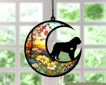 Personalized Dog Memorial, Custom Name Saint Bernard Dog Christmas Ornament with Name, Custom Breeds, Pet Loss Light Catcher, Gifts for Lovers Loss of Pet Sympathy on Mothers Day Christmas