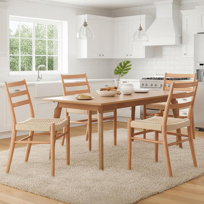 STARY Dining Chairs Set of 4, Woven Rope Seat with Sturdy Metal Frame, Mid Century Modern Dining Room Chairs for Kitchen, Living Room, Restaurant