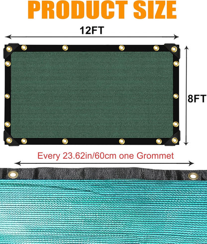 E.share 70% Shade Cloth for Garden, 12 Ft X 8 Ft Sun Shades Outdoor Patio with Grommets for Plant Covers,Porch Screen,Pergola Shade Cover,Greenhouse,Green