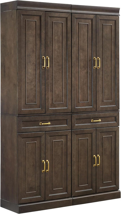 Crosley Furniture Stanton 2-Piece Pantry Storage Cabinet Set with Shelves, Kitchen, Dining, or Laundry Room, Coffee