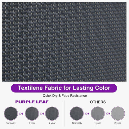 PURPLE LEAF Lounge Chair Outdoor Set of 4 Chaise Lounge w/Wheel, Dark Grey | The space-saving stackable design allows multiple chairs to nest together neatly for quick and easy off-season storage