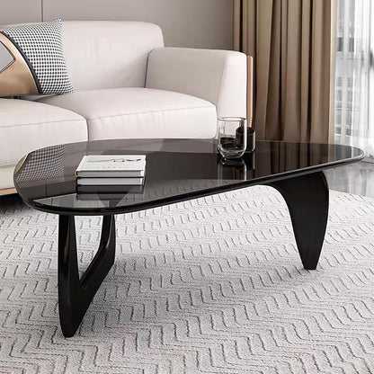 Modern Glass Coffee Table, Mid Century Coffee Table, Small Coffee Table for Living Room,Suitable for Bedroom Living Room Reception Office Tables (Black/Grey, Small)