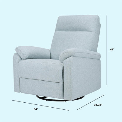Davinci Suzy Electronic Swivel Recliner with USB Port in Heathered Blue, GREENGUARD Gold & CertiPUR-US® Certified