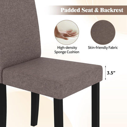 GOFLAME Upholstered Dining Chairs Set of 4, Fabric Kitchen Chairs with Padded Seat, Tilt Backrest, Rubber Wood Legs, Armless Side Chairs for Dining Room, Living Room, Restaurant, Brown