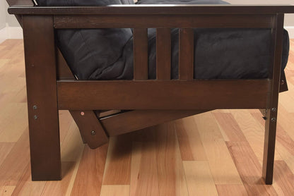 Kodiak Furniture Monterey Queen Futon Set in Espresso Finish, Suede Black