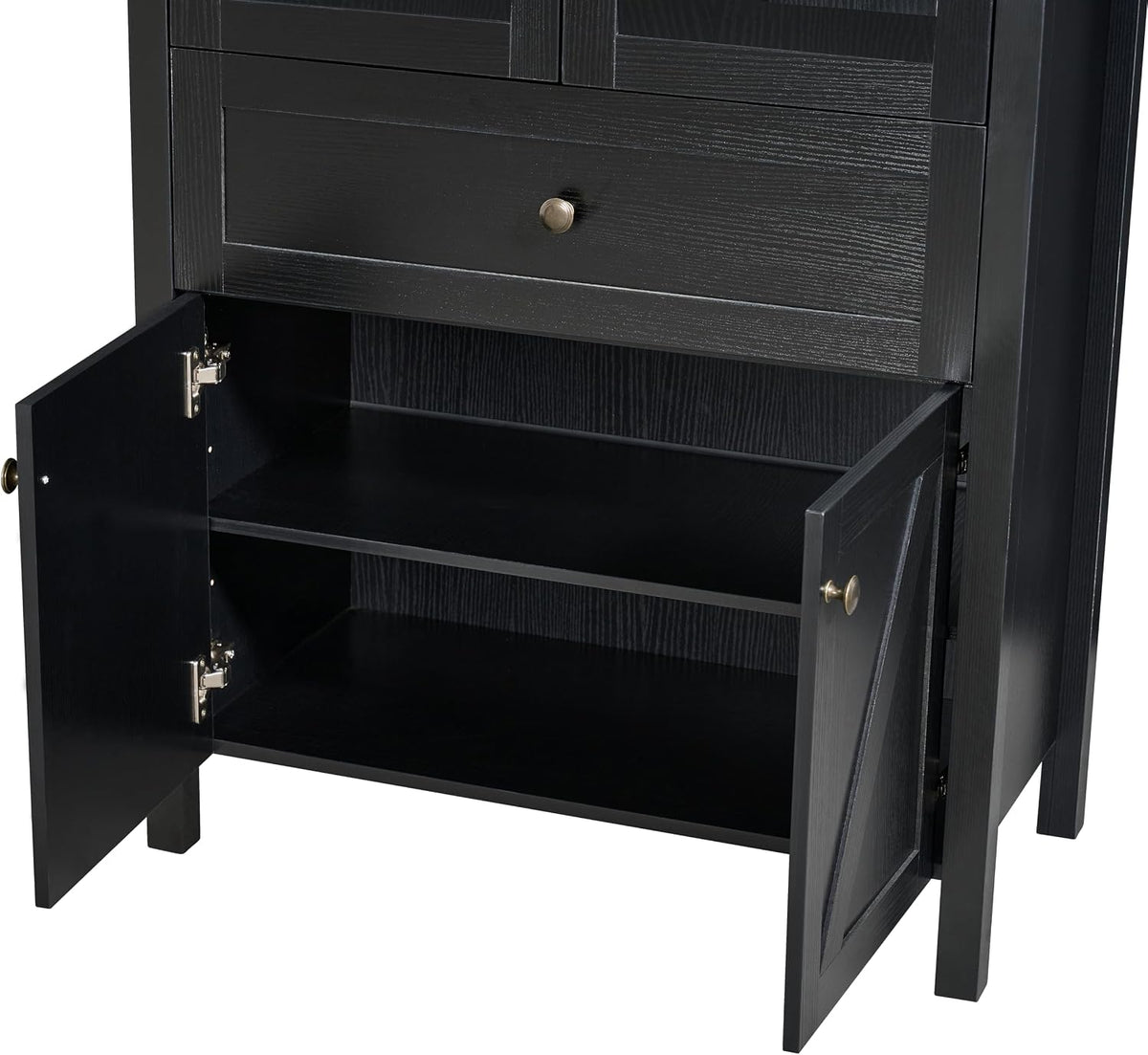 JIJIWANG Dome Kitchen Pantry Storage Cabinet with Doors & Adjustable Shelves,Farmhouse Large Sideboard Buffet with Drawer for Kitchen Living Room,Black