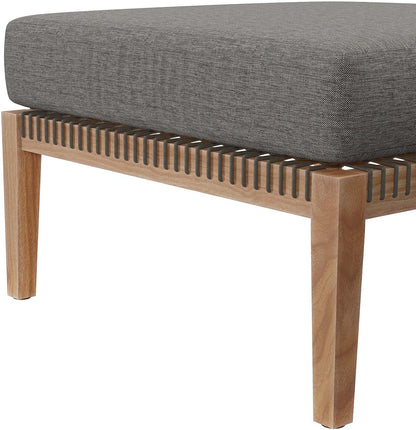 Modway Clearwater Outdoor Patio Teak Wood Ottoman in Gray Graphite