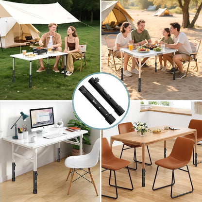 ZhouDaShu Table Leg Extenders for Folding Tables, Table Leg Extensions for Bent and Straight Legs, Heavy Duty Steel Adjustable Folding Table Leg Risers (9.8 in (25 cm) (4 Pack))
