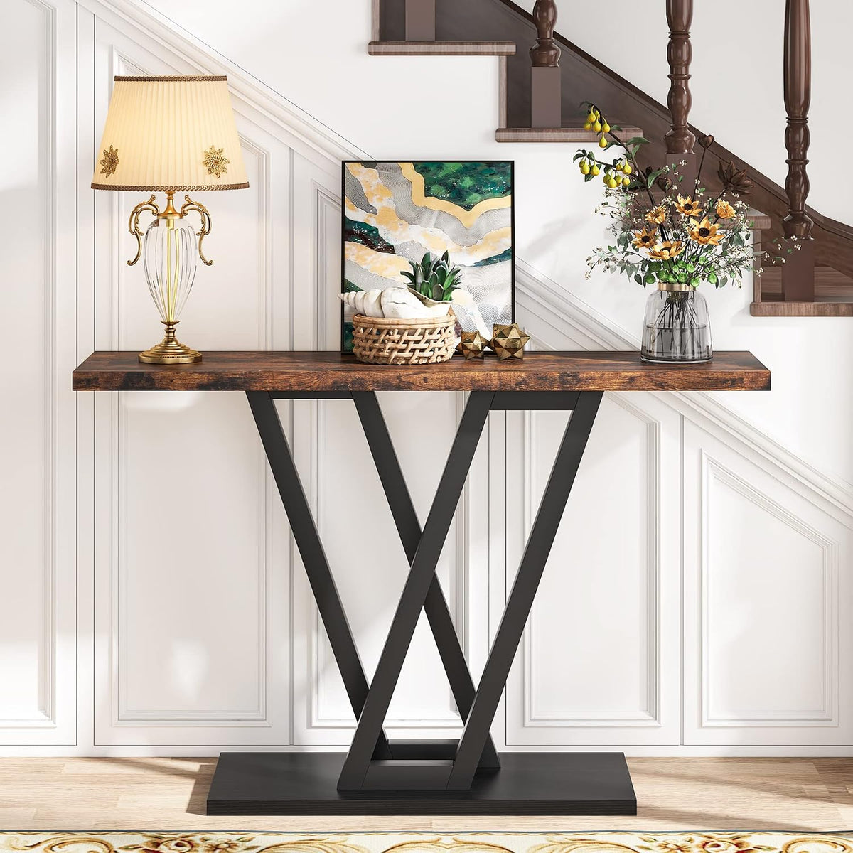 LITTLE TREE Console Table Hallway Table for Entryway 43 Inch Sofa Table Entryway Tables for Living Room, Rustic Brown