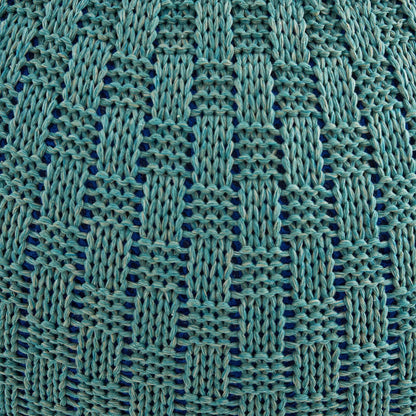 ARTPLAN Round Knit Pouf Hand Knitted,Outdoor Ottoman Foot Rest,Boho Home Decor for Living Room-Bedroom