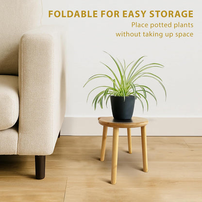 9.8 in Small Wooden Stool, Non-Slip Small Round Stool, Portable and Sturdy, Suitable for Footstools in Bedroom, Bathroom, Kitchen (L)