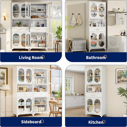 Kitchen Pantry Storage Cabinet (White, 75" H)