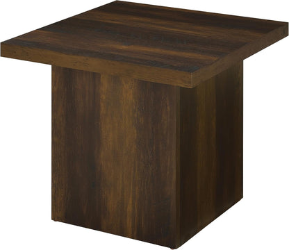 Coaster Home Furnishings - Devar - Wood - Square End Table with Thick Top, Plinth Base, and Blocky Frame - Living Room - 23.5-Inch - Dark Pine - 710887