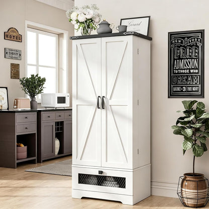 kepptory 55" Pantry Storage Cabinet with Adjustable Shelvesand Drawer, Buffet Cupboard for Kitchen