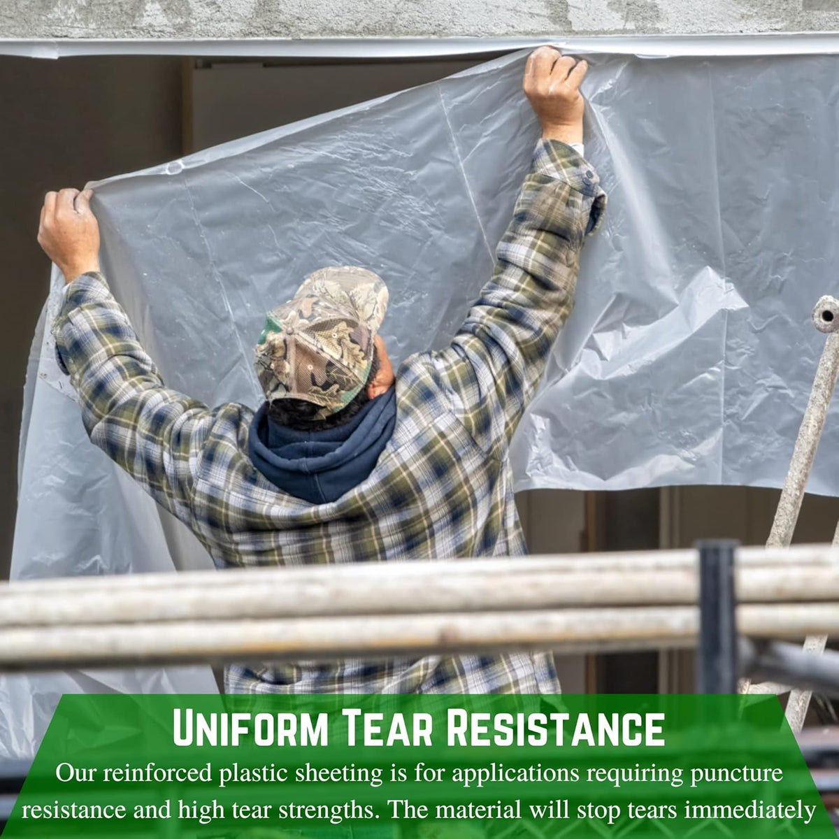 Farm Plastic Supply - Dura Skrim String Reinforced Clear Plastic Sheeting - 10 Mil - (32' x 25') - UV-Rated Extra Heavy Duty Poly Film Tear Resistant, Vapor Barrier Polyethylene Roll for Construction