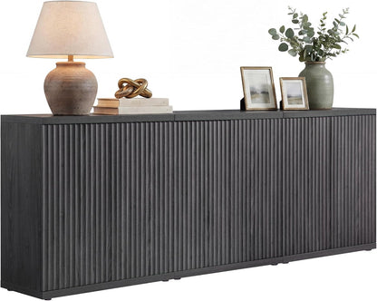 SICOTAS Buffet Cabinet with Storage Accent Sideboard Modern Credenza with Doors & Shelves Fluted Media Console Mid Century Coffee Bar Table for Living Room Kitchen Dining Room Hallway(3PCS)