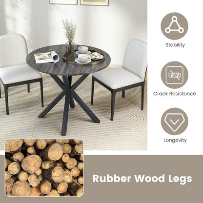 GOFLAME 36” Round Dining Table for 4 People, Wooden Kitchen Table with Intersecting Trestle Legs, Farmhouse Dinner Table for Dining Room, Living Room, Restaurant, Small Space, Dark Grey
