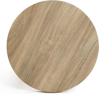 LuxenHome Round Side Table, 19" Tall End Table with 3 Pillar Legs, Modern Farmhouse Dark Oak Finish Wooden Couch Side Tables, Accent Table for Living Room, Bedroom