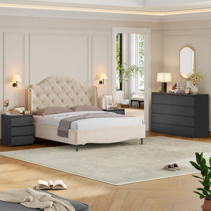 FOTOSOK Nightstands Set of 2, Black Nightstand with 3 Drawers for Bedroom | Black Nightstand Set of 2 for Bedroom, Handless Bedside Table with Silent Design, Side End Table for Small Spaces/Apartment