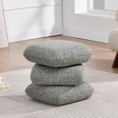 DUHOME 360°Swivel Upholstered Square Ottoman with Storage,Modern Boucle Ottoman Coffee Table with Removable Top White Vanity Stool with Storage for Bedroom, Living Room, Dark Green