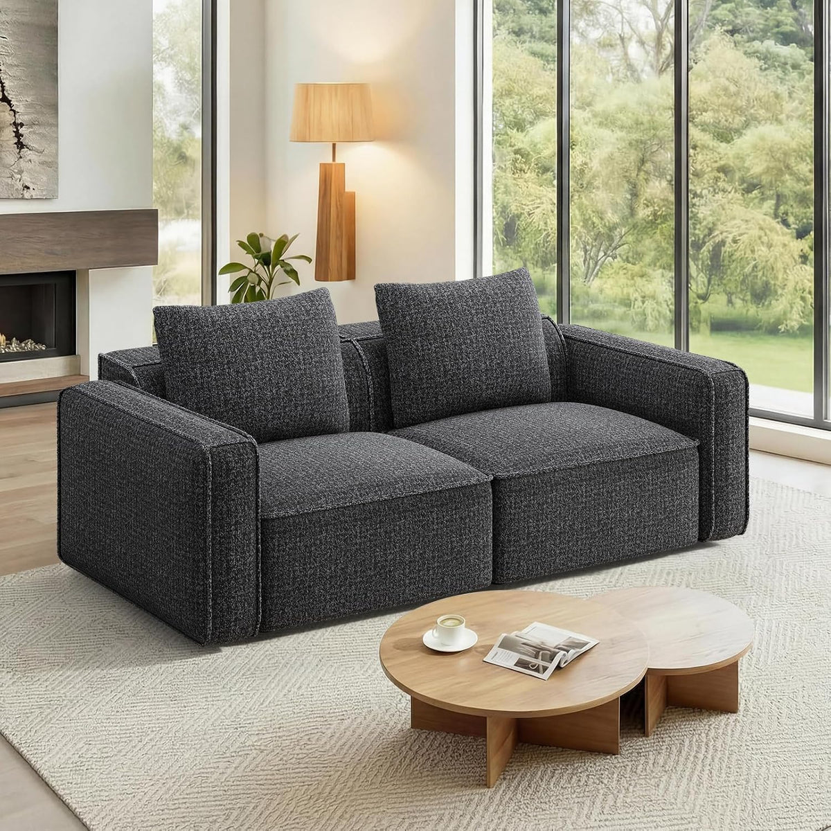 Welzona 75" Loveseat, Chenille Love Seat Sofa, Small Couch for Small Space | Minimalist Comfy Love Seat, Small Couches for Small Spaces, 2 Seater Modern Loveseat, 22" Deep Seat for Apartment, Grey Sofa