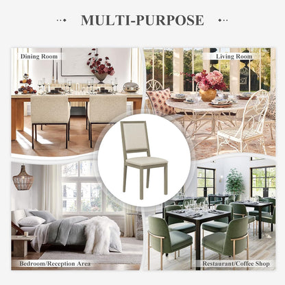 COLAMY Upholstered Wood Dining Chairs Set of 2, Kitchen Dining Chairs with Back, 19 Inch Fabric Farmhouse Dining Room Side Chairs with Wooden Legs for Kitchen Dining Living Room Courtyard, Grey