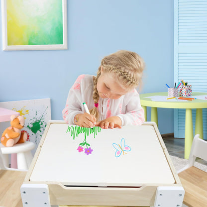 Teamson Kids - Wooden Multiactivity Table with Removable Tabletop for Storage | Reversible Tabletop, Storage Space