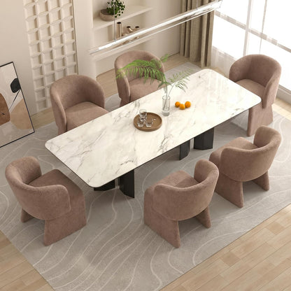 Homedot Upholstered Dining Chairs Set of 6, Modern Dining Room Chairs with Barrel Back, Accent Arm Chair for Dining Room, Living Room, Bedroom, Vanity, Brown