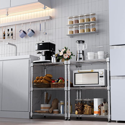 M MZG 450 lbs Wire Storage Shelving 3-Tier Utility Shelving Unit Steel Organizer Wire Rack for Home,Kitchen,Office,Chrome(11.8" D x 17.7" W x 26.4" H)