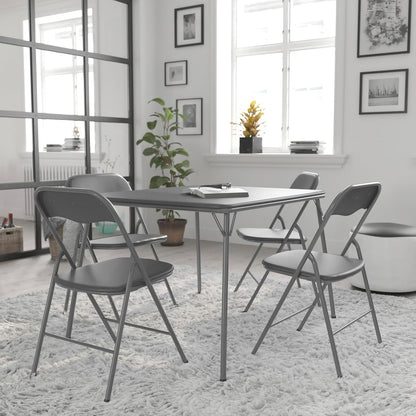 Flash Furniture Madison 5-Piece Folding Card Table and Chair Set, Gray | Portable, Indoor/Outdoor, Event Table and Chairs