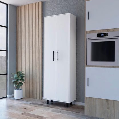 2 Door 5 Shelf Kitchen Pantry White