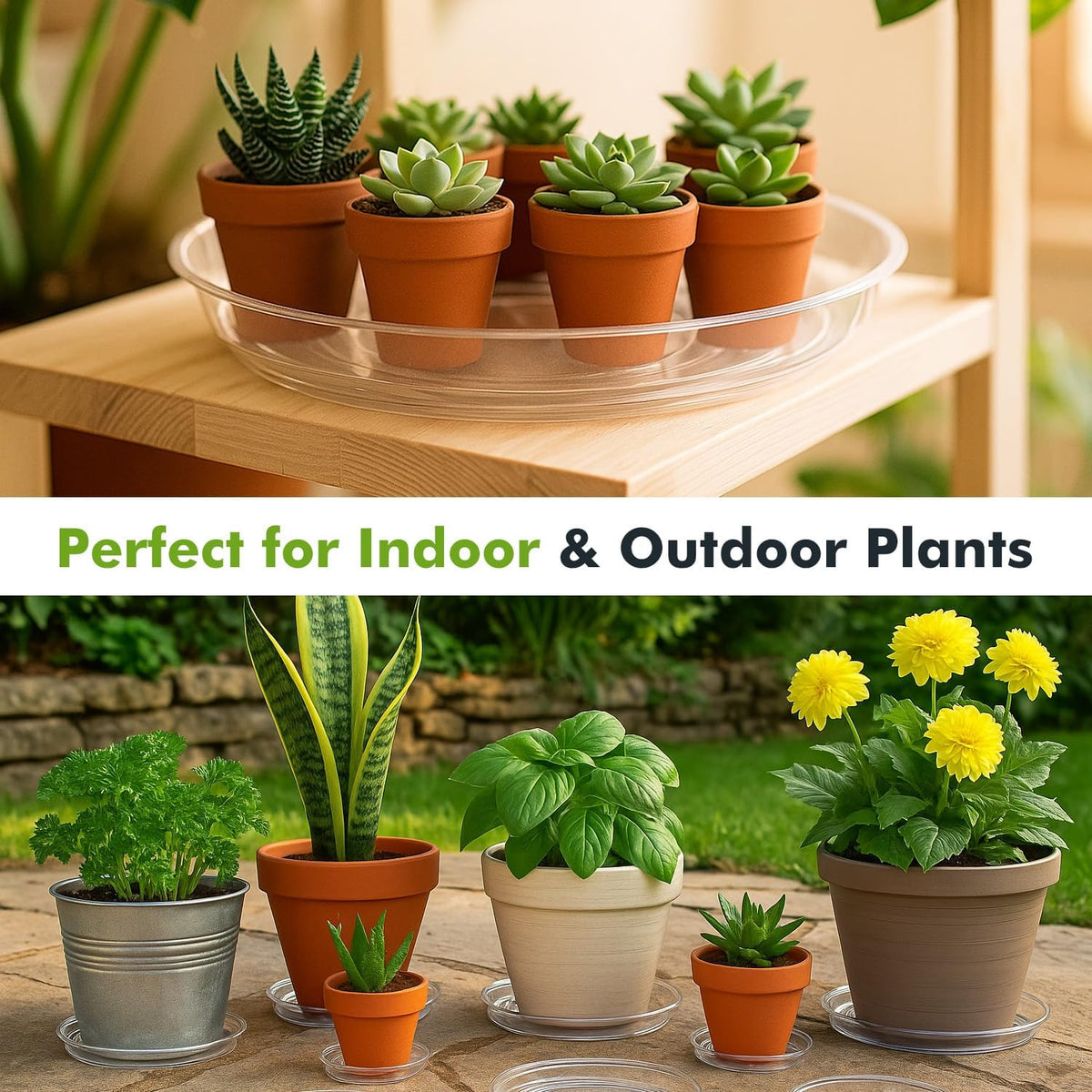 70 Packs 6" Clear Plant Saucers for Indoor Outdoor Use Heavy Duty Plastic Plant Trays for Planter Flower Pot Drip Trays to Catch Water, Bulk 4 to 20 Inch, Round Transparent