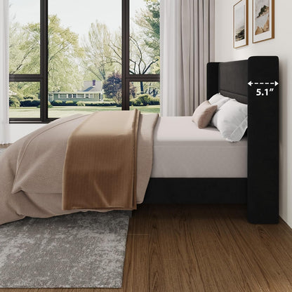 GarveeHome Queen Bed Frame with Wingback Headboard, Velvet Upholstered