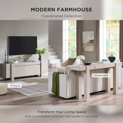 OKD Modern Farmhouse Entryway Table with 2 Drawers, 63" Wooden Console Table with Storage for Hallway, Behind Sofa, Living Room, White Alder