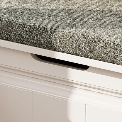 L-Shaped Corner Storage Bench with Cushion, Kitchen Breakfast Nook Entryway Bench with Hidden Space and Shoe Storage, Corner Banquette Benches for Dining Room, Living Room, White & Grey