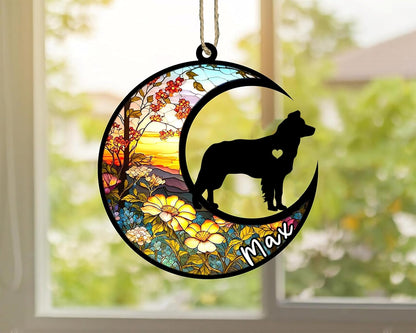 Personalized Dog Memorial, Custom Name Border Collie Dog Christmas Ornament with Name, Custom Breeds, Pet Loss Light Catcher, Gifts for Lovers Loss of Pet Sympathy on Mothers Day Christmas