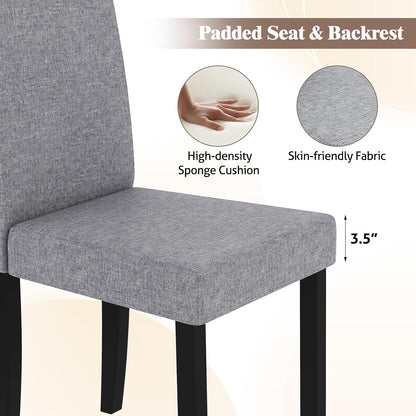 GOFLAME Upholstered Dining Chairs Set of 4, Fabric Kitchen Chairs with Padded Seat, Tilt Backrest, Rubber Wood Legs, Armless Side Chairs for Dining Room, Living Room, Restaurant, Light Gray