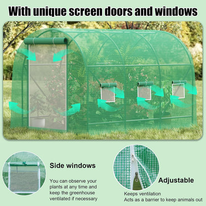 12x7x7 FT Greenhouse, Outdoor Walk-in GreenHouses with Screen Windows and Dual Zippered Door, Portable Waterproof Green Houses Tent for Outside Heavy Duty with Reinforced Frame #2