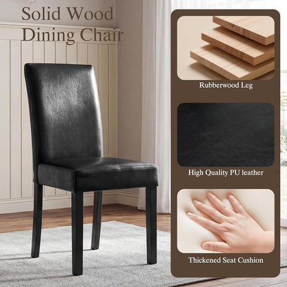 LSSBOUGHT Modern Dining Chair Urban Style Linen Kicthen Chairs with Solid Wood Legs for Dining Room and Restaurant (Black, Set of 6)