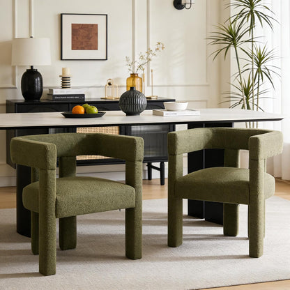 Modern Dining Chair Set of 4 Living Room Chairs,Upholstered Barrel Chair | boucle chair set dining room chair black dining chairs unique dining chair set